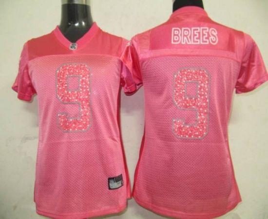 Saints #9 Drew Brees Red Women's Sweetheart Stitched NFL Jersey